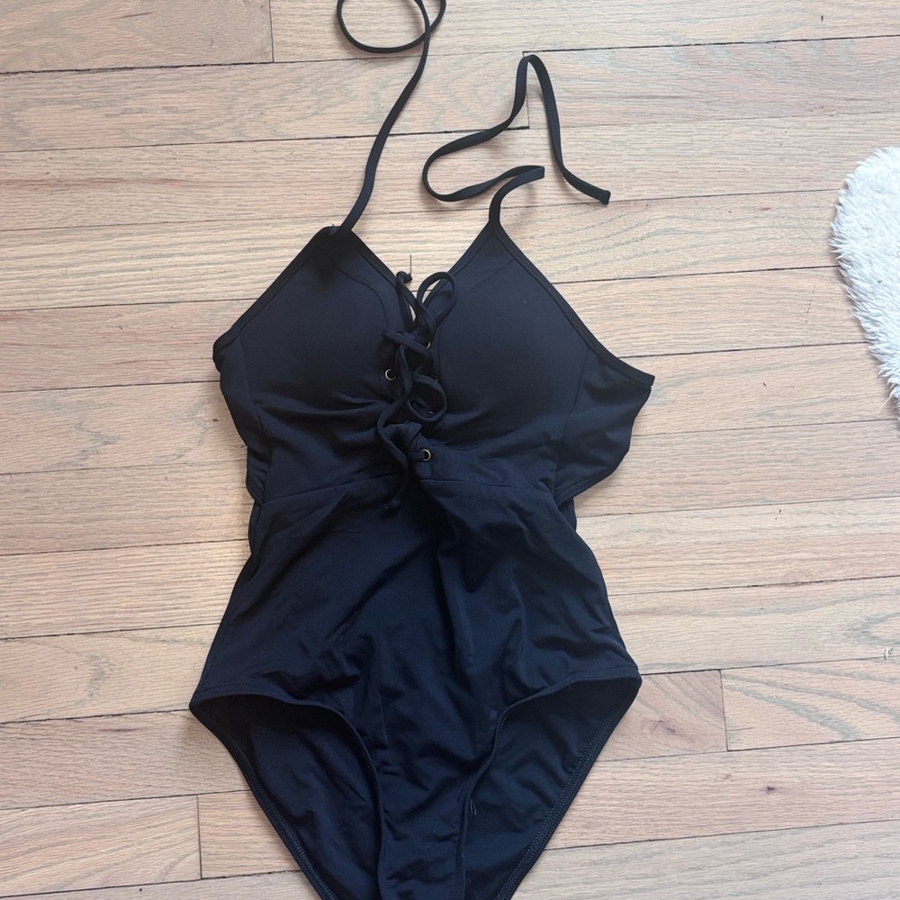 Jets By Jessika Allen Black Lace-Up Swimsuit